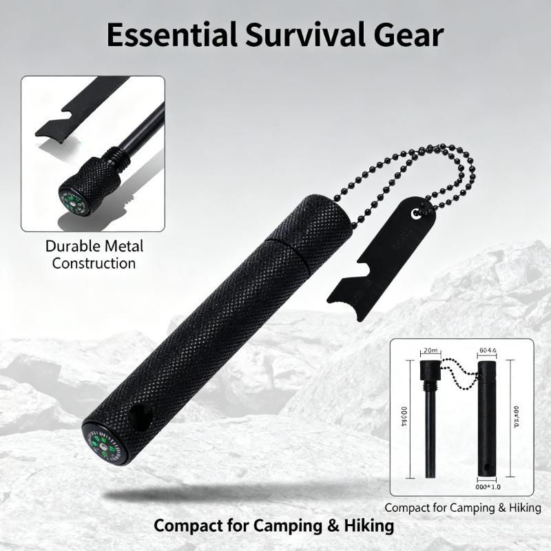 Fire Starter Waterproof - Magnesium Rod with Compass - Waterproof